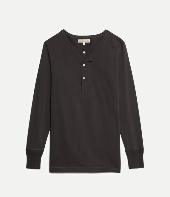 2M06 Vintage Machine Refined Classic Fit Langarm-Henley - Charcoal