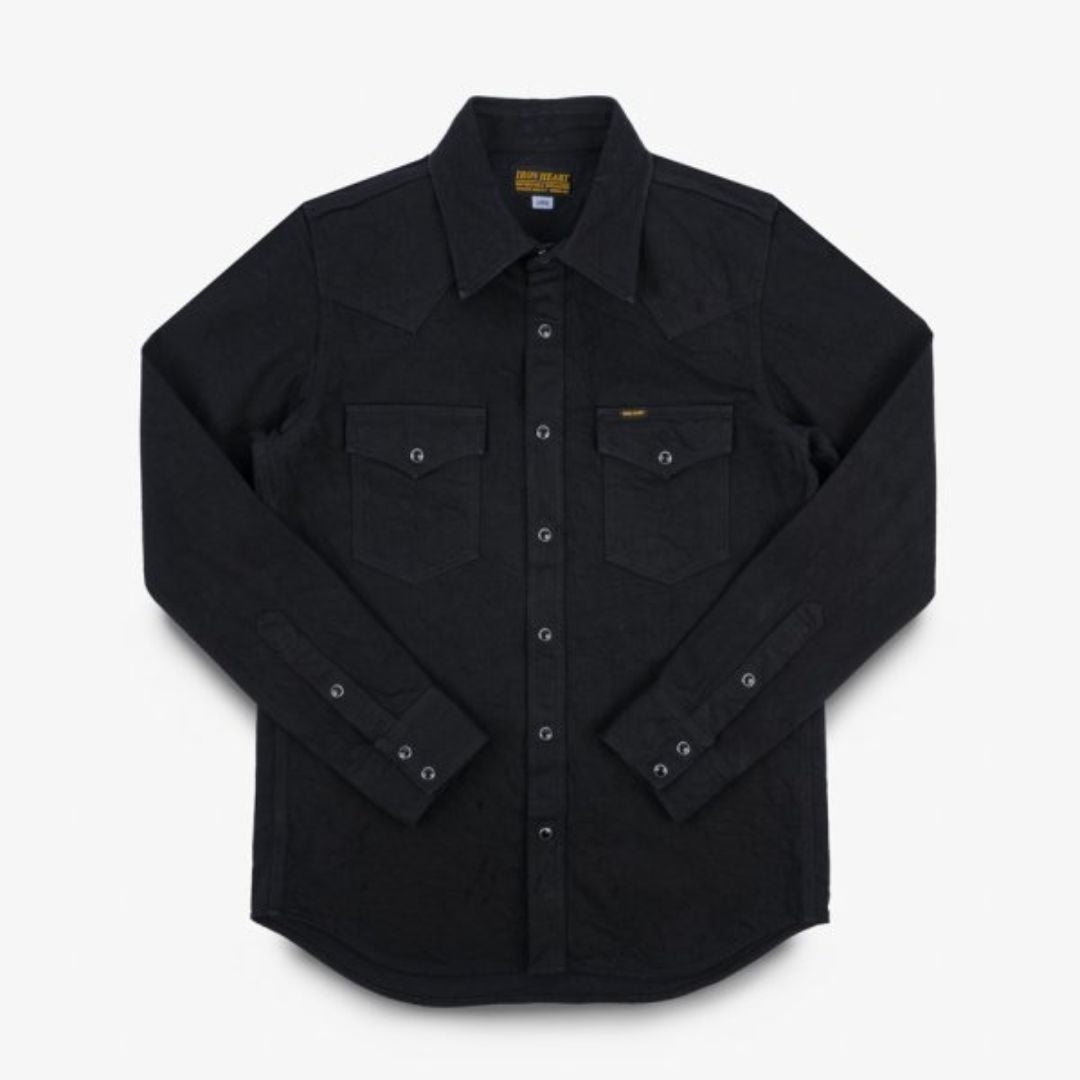 13.5oz Denim Western Shirt - Black IHSH-396-BLK