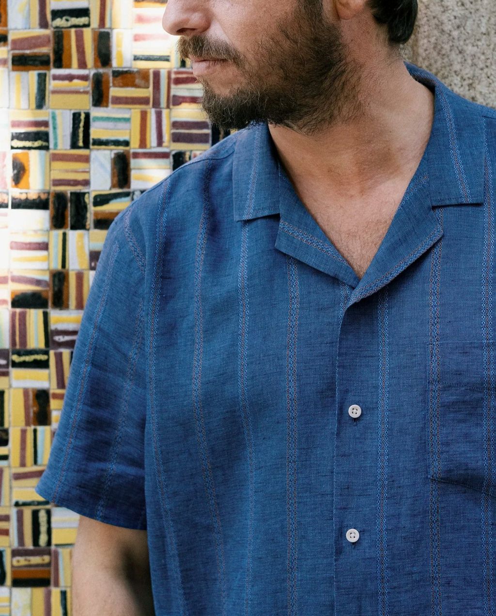 Linen Shirt Short Milano Saphir