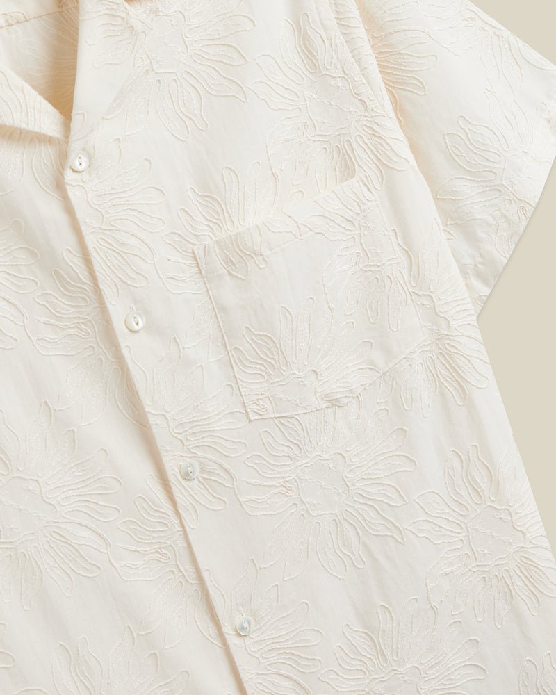 Duke Kurzarmhemd mit Bowling Kragen  - offwhite