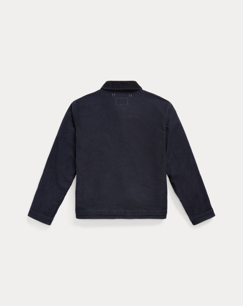 Corduroy-Collar Cotton Deck Jacket - Dark Navy