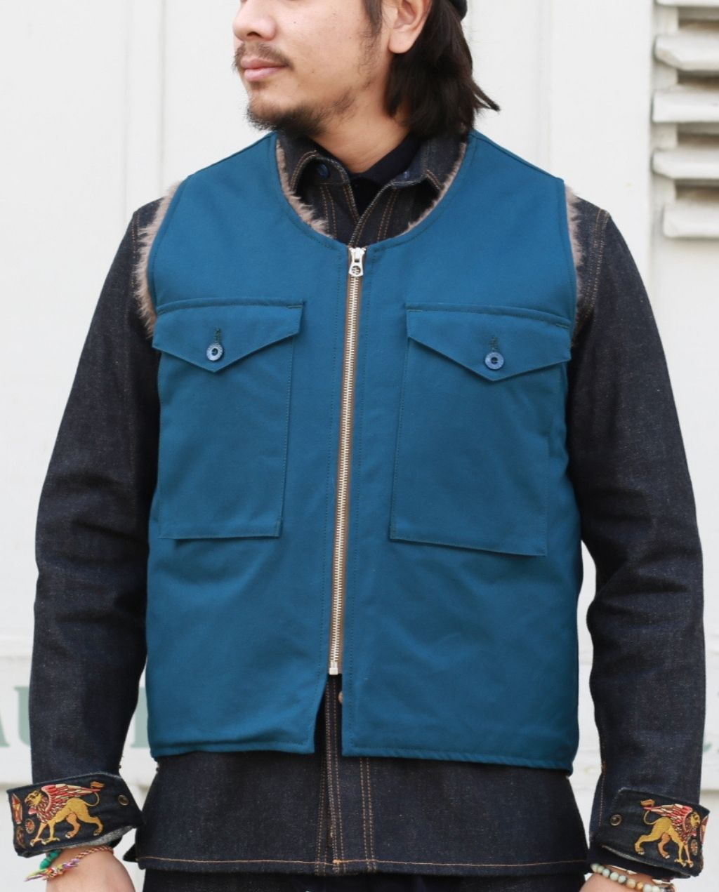 TECTONIC VEST COTTON CANVAS ASH BLUE