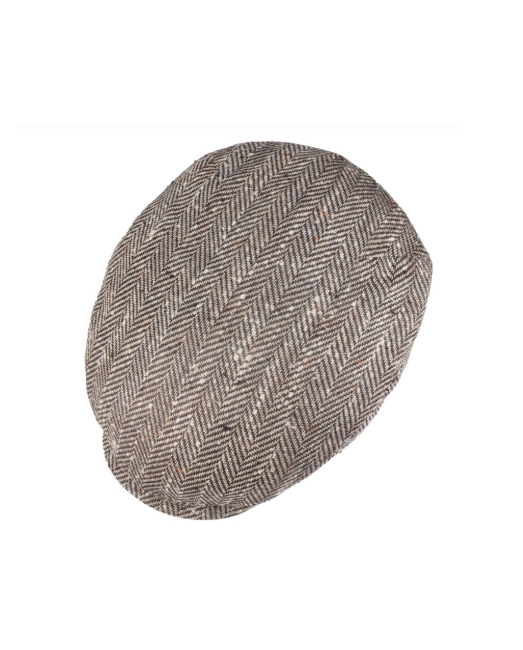 HERRINGBONE SILK FLATCAP BRAUN